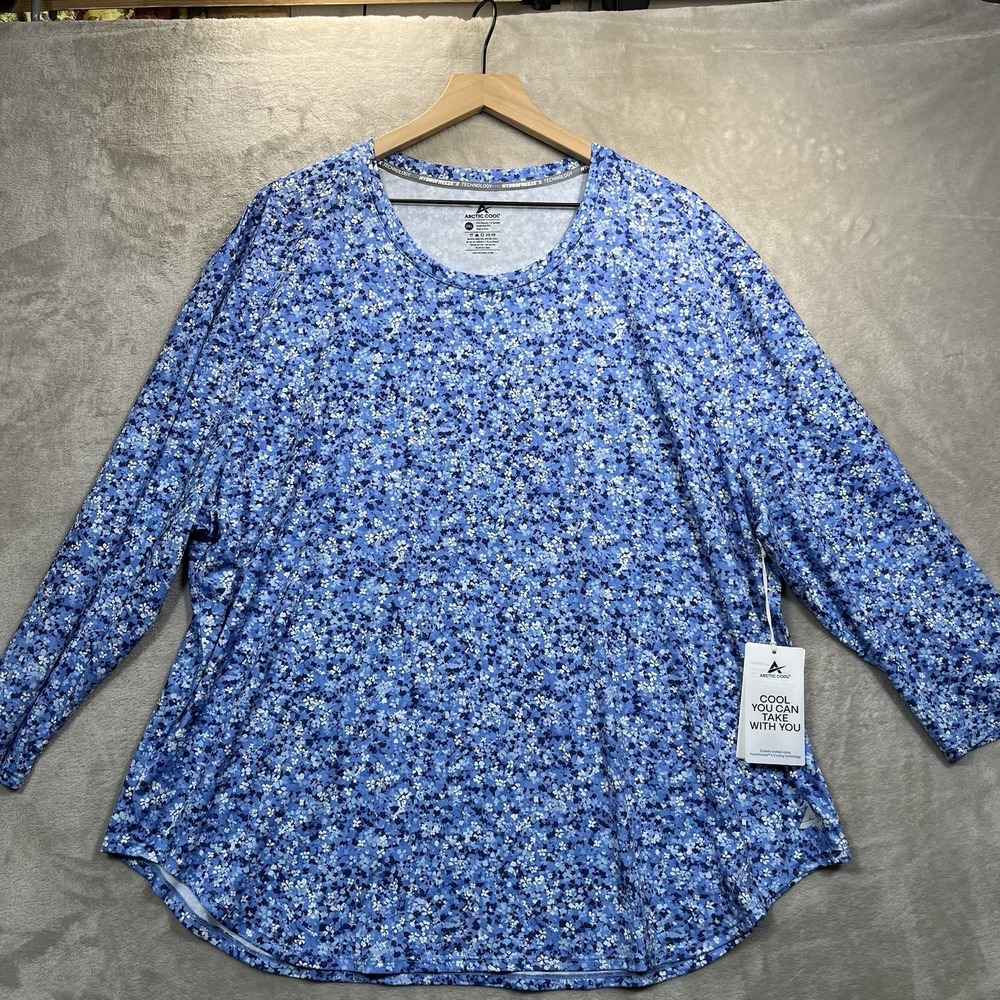 Arctic Cool Womens 2XL 3/4 Sleeve Cooling Shirt HydroFreeze Floral NEW